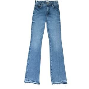 Good American Women’s Jeans Size 00/24 Indigo High Rise Flare Raw Hem